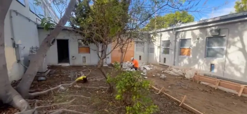 The courtyard at 2800 Airport Avenue during renovation